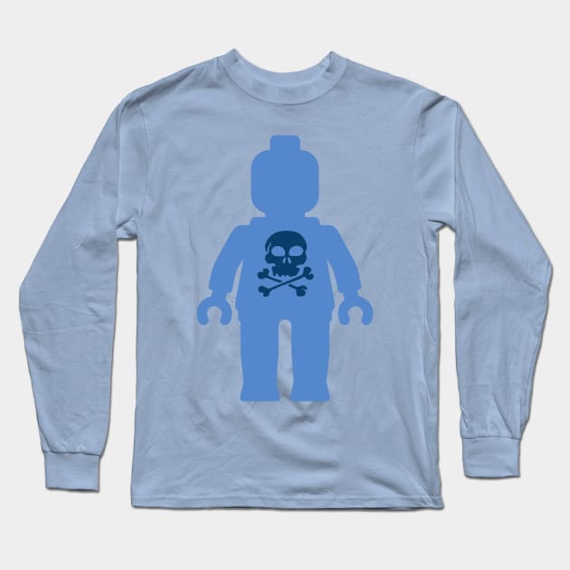 Minifig with Skull Design Long Sleeve T-Shirt by ChilleeW